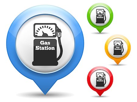 simsearch:400-07054451,k - Map marker with icon of a gas station, four different colors, vector eps10 illustration Stock Photo - Budget Royalty-Free & Subscription, Code: 400-07052975
