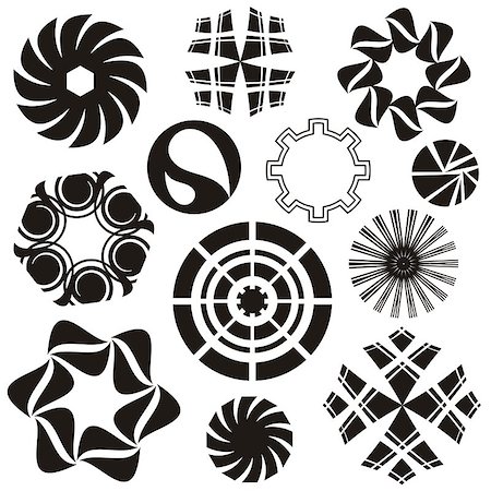 simsearch:400-07661639,k - Set of black abstract rounded design elements on white background Stock Photo - Budget Royalty-Free & Subscription, Code: 400-07053024