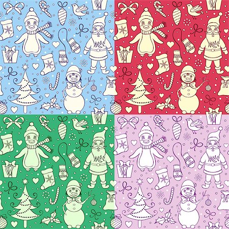 simsearch:400-07215586,k - Vector illustration of a set of seamless Christmas patterns Stock Photo - Budget Royalty-Free & Subscription, Code: 400-07053058