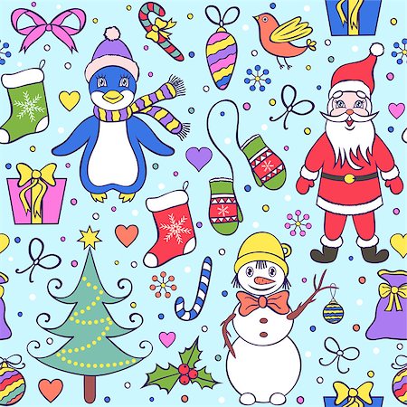 simsearch:400-07215586,k - Vector illustration of  colorful seamless christmas pattern Stock Photo - Budget Royalty-Free & Subscription, Code: 400-07053051