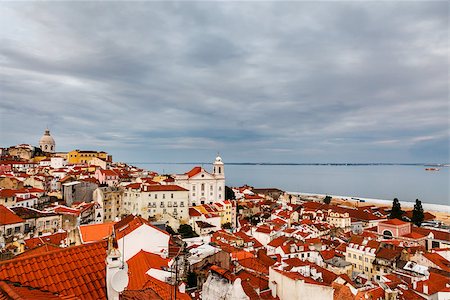 Aerial View on Alfama District of Lisbon, Portugal Stockbilder - Microstock & Abonnement, Bildnummer: 400-07053265