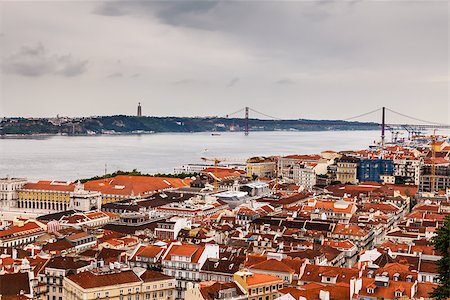 simsearch:400-06950662,k - Aerial View on Lisbon and 25 Abril Bridge, Portugal Stock Photo - Budget Royalty-Free & Subscription, Code: 400-07053263