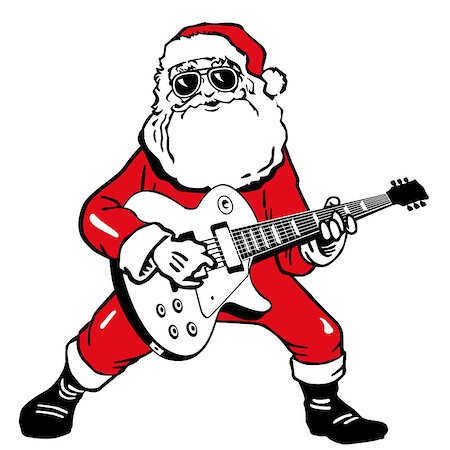 santa and reindeer - Santa Claus with electric guitar Stock Photo - Budget Royalty-Free & Subscription, Code: 400-07053283