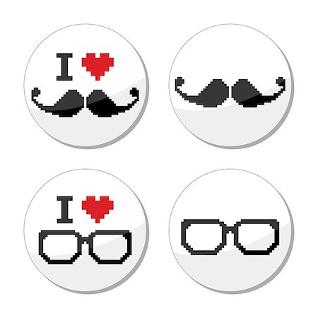 simsearch:400-06695587,k - Retro 8bit style - moustache and glasses labels set Stock Photo - Budget Royalty-Free & Subscription, Code: 400-07053295