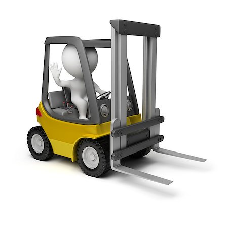 3d small person sitting in a forklift. 3d image. Isolated white background. Stock Photo - Budget Royalty-Free & Subscription, Code: 400-07053589