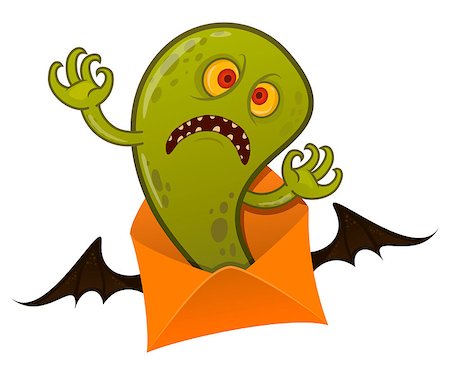 Halloween monster comes out of winged envelope Fotografie stock - Microstock e Abbonamento, Codice: 400-07053629