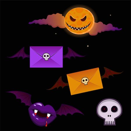 sinister smile - Halloween set on black background Stock Photo - Budget Royalty-Free & Subscription, Code: 400-07053630