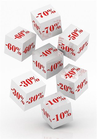 simsearch:400-05388227,k - sale cubes with percent discount on a white background Fotografie stock - Microstock e Abbonamento, Codice: 400-07053671