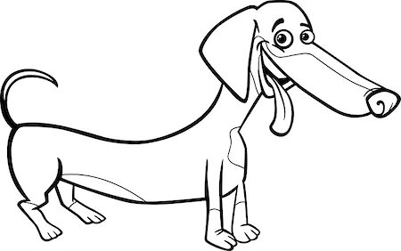 simsearch:400-06520988,k - Black and White Cartoon Illustration of Cute Purebred Dachshund Dog for Children to Coloring Book Photographie de stock - Aubaine LD & Abonnement, Code: 400-07053897