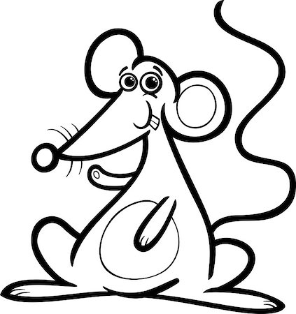 simsearch:400-06208186,k - Black and White Cartoon Illustration of Cute Mouse or Rat for Children to Coloring Book Photographie de stock - Aubaine LD & Abonnement, Code: 400-07053914