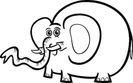 simsearch:400-08916376,k - Black and White Cartoon Illustration of Cute Elephant Wild Animal for Children to Coloring Book Photographie de stock - Aubaine LD & Abonnement, Code: 400-07053910