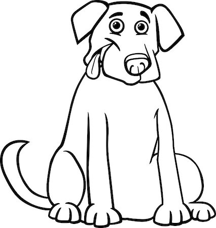 sitting colouring cartoon - Black and White Cartoon Illustration of Funny Purebred Labrador Retriever Dog for Children to Coloring Book Stock Photo - Budget Royalty-Free & Subscription, Code: 400-07053912