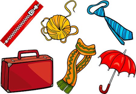 simsearch:400-07052459,k - Cartoon Illustration of Different Household Objects and Clothing or Accessories Clip Art Set Photographie de stock - Aubaine LD & Abonnement, Code: 400-07053924