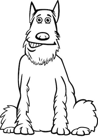 sitting colouring cartoon - Black and White Cartoon Illustration of Funny Shaggy Purebred Schnauzer Dog for Children to Coloring Book Stock Photo - Budget Royalty-Free & Subscription, Code: 400-07053937