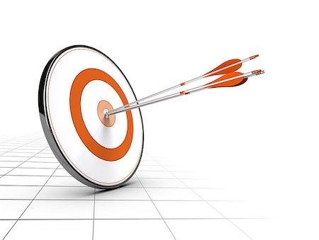 surpassing - Advice or business competition concept. One target and three arrows achieving their objectives. Perspective background and orange color Stock Photo - Budget Royalty-Free & Subscription, Code: 400-07053952