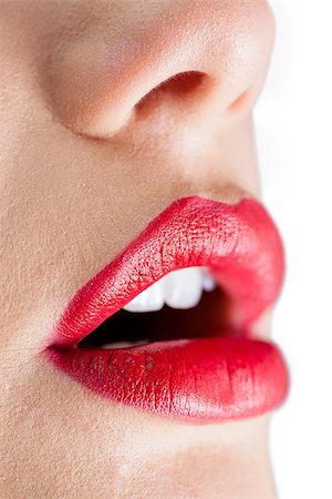 simsearch:400-07059876,k - Extreme close up on open sensual red lips on white background Foto de stock - Super Valor sin royalties y Suscripción, Código: 400-07060227