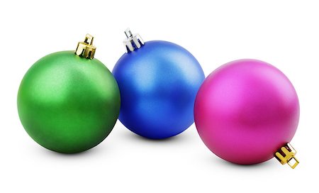 simsearch:400-05304955,k - Three colorful christmas balls isolated on white Stock Photo - Budget Royalty-Free & Subscription, Code: 400-07060834