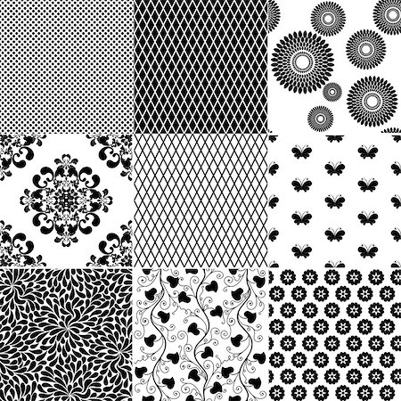 simsearch:400-07053213,k - Big collection seamless vintage monochrome patterns (vector) Stock Photo - Budget Royalty-Free & Subscription, Code: 400-07060886