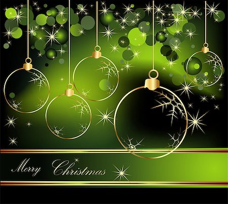 Merry Christmas  background gold and green Stockbilder - Microstock & Abonnement, Bildnummer: 400-07060887