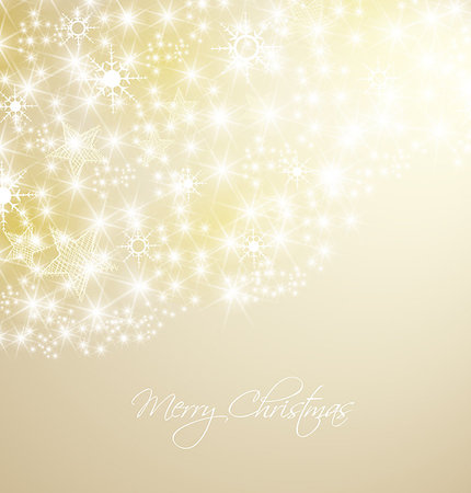 snowflakes on window - Golden christmas background with snow and stars Photographie de stock - Aubaine LD & Abonnement, Code: 400-07060944