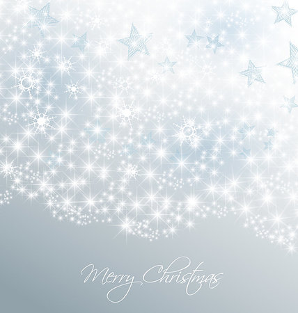 Silver christmas background with snow and stars Stock Photo - Budget Royalty-Free & Subscription, Code: 400-07060945