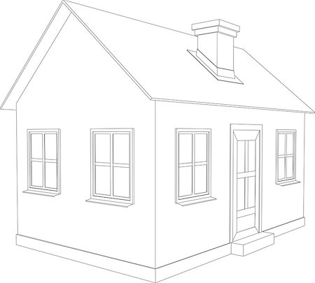 simsearch:400-07614731,k - Small house. Wire-frame building on the white background. EPS 10 vector format Stock Photo - Budget Royalty-Free & Subscription, Code: 400-07061008