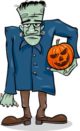 simsearch:400-04203876,k - Cartoon Illustration of Spooky Halloween Zombie with Pumpkin or Frankenstein Like Monster Stock Photo - Budget Royalty-Free & Subscription, Code: 400-07061041
