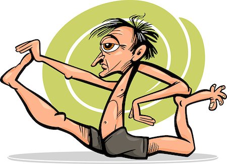funny wellness healthcare - Cartoon Illustration of Man Practising Yoga Position or Asana Stock Photo - Budget Royalty-Free & Subscription, Code: 400-07061059