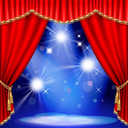 stage floodlight - Theater stage  with red curtain. Mesh. EPS10. This file contains transparency. Stock Photo - Budget Royalty-Free & Subscription, Code: 400-07061094