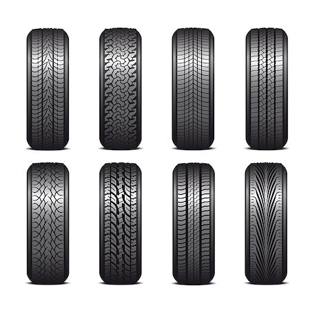 Collection of tires on a white background Stockbilder - Microstock & Abonnement, Bildnummer: 400-07061090