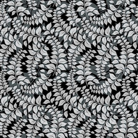 silver circle pattern - Seamless black-white pattern with translucent leaves on black (vector EPS 10) Stock Photo - Budget Royalty-Free & Subscription, Code: 400-07061130