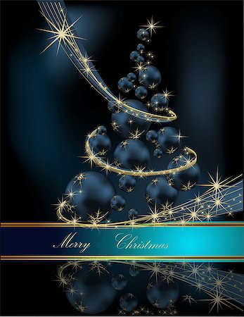 Christmas tree gold and blue Stock Photo - Budget Royalty-Free & Subscription, Code: 400-07061153