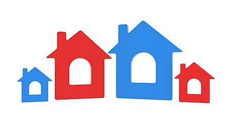 rent home - Four house icon. Isolated render on a white background Stock Photo - Budget Royalty-Free & Subscription, Code: 400-07061215