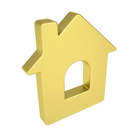 simsearch:400-05680897,k - Gold house icon. Isolated render on a white background Photographie de stock - Aubaine LD & Abonnement, Code: 400-07061233