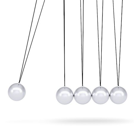 pendule (balancier) - Close up of Newton's cradle. Isolated render on white background Stock Photo - Budget Royalty-Free & Subscription, Code: 400-07061240