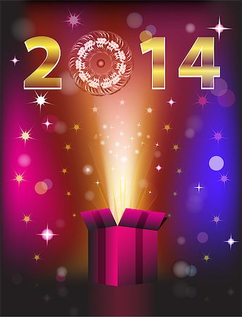 Magical colorful gift card for 2014 New Year. Vector illustration Stock Photo - Budget Royalty-Free & Subscription, Code: 400-07061423