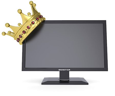simsearch:400-05073201,k - Black monitor and gold crown. Isolated render on a white background Foto de stock - Super Valor sin royalties y Suscripción, Código: 400-07061443