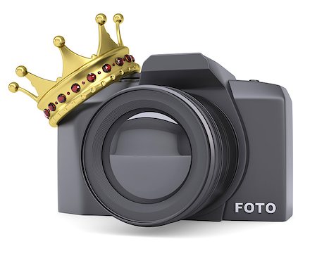 simsearch:400-06770309,k - Professional camera and gold crown. Isolated render on a white background Stockbilder - Microstock & Abonnement, Bildnummer: 400-07061450