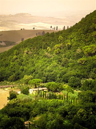 An image of a typical Tuscany landscape with a house Stock Photo - Budget Royalty-Free & Subscription, Code: 400-07061475