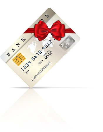 simsearch:400-07308715,k - Credit or debit card design with red ribbon and bow. Vector illustration Stock Photo - Budget Royalty-Free & Subscription, Code: 400-07061614