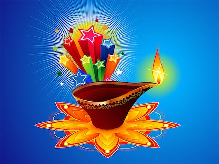 divine lamp light - abstract artistic diwali background vector illustration Stock Photo - Budget Royalty-Free & Subscription, Code: 400-07061644