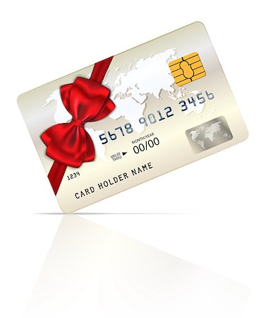 simsearch:400-07032988,k - Credit or debit card design with red ribbon and bow. Vector illustration Stock Photo - Budget Royalty-Free & Subscription, Code: 400-07061682