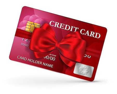 simsearch:400-07308715,k - Credit or debit card design with red ribbon and bow. Vector illustration Stock Photo - Budget Royalty-Free & Subscription, Code: 400-07061699