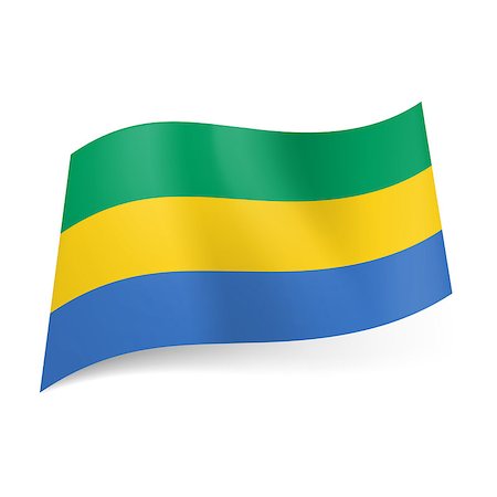National flag of Gabonese Republic: green, yellow and blue horizontal stripes. Foto de stock - Super Valor sin royalties y Suscripción, Código: 400-07061692