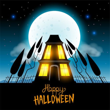 Halloween Haunted House vector illustration. Foto de stock - Super Valor sin royalties y Suscripción, Código: 400-07061844