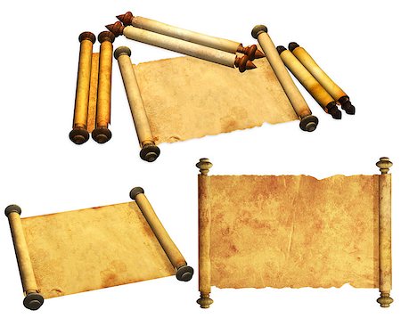 simsearch:400-04999892,k - Collection scrolls of old parchment. Objects isolated over white background Stock Photo - Budget Royalty-Free & Subscription, Code: 400-07061857