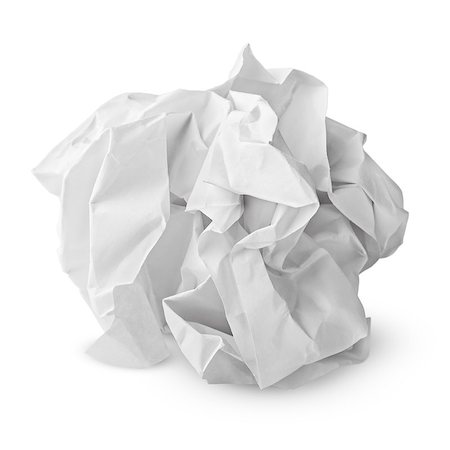 sheet of paper wrinkled - Crumpled paper ball isolated on white with clipping path Stock Photo - Budget Royalty-Free & Subscription, Code: 400-07061887