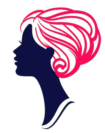 Beautiful womanl silhouette with stylish hairstyle Stock Photo - Budget Royalty-Free & Subscription, Code: 400-07061979