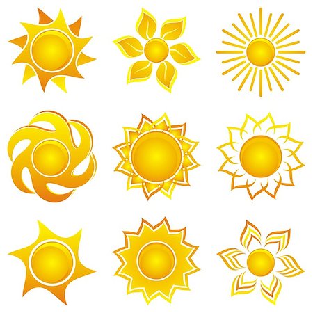 simsearch:400-07661625,k - Set of yellow abstract icons of sun - vector illustration Stock Photo - Budget Royalty-Free & Subscription, Code: 400-07061985