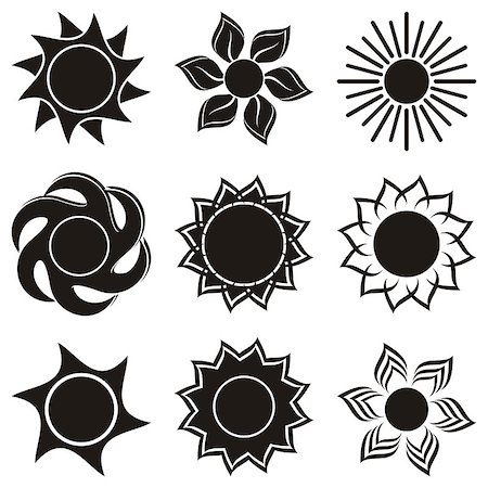 simsearch:400-07661639,k - Set of black abstract icons of sun - vector illustration Stock Photo - Budget Royalty-Free & Subscription, Code: 400-07061986